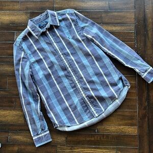 Boys Button Up Dress Shirt Size Large (14-16) Blue